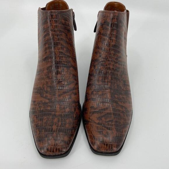 Franco Sarto Nico Ankle Boot Croc Embossed Block Heel Espresso Brown Size 7.5 - Picture 6 of 8